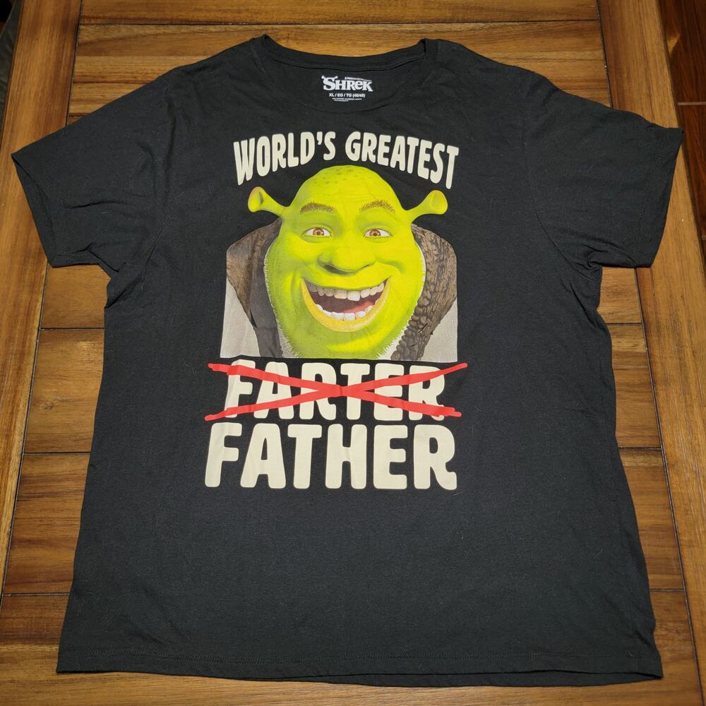 Shrek Black Tee "World's Greatest Father" - Size XL